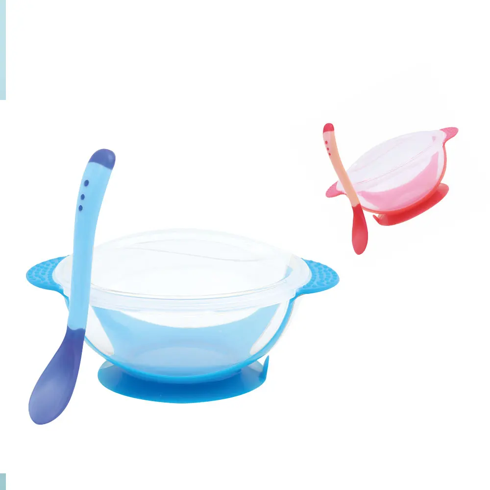 Baby Feeding Tableware Antiskid Suction Feeding Bowl Baby Kids Child Feeding Lid Training Bowl With Spoon Set Dishes