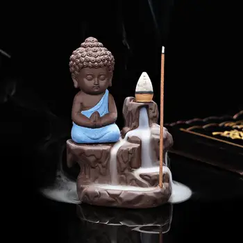 

Free 10pcs fragrance Creative Home Decor The Little Monk Small Buddha Censer Backflow Incense Burner Use In Home Teahouse