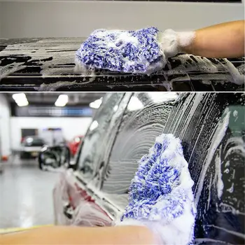 

28*20CM Blue And White Multi-purpose Microfiber Wash Mitt Ultra Soft Car Cleaning Premium Washing Glove Sponge