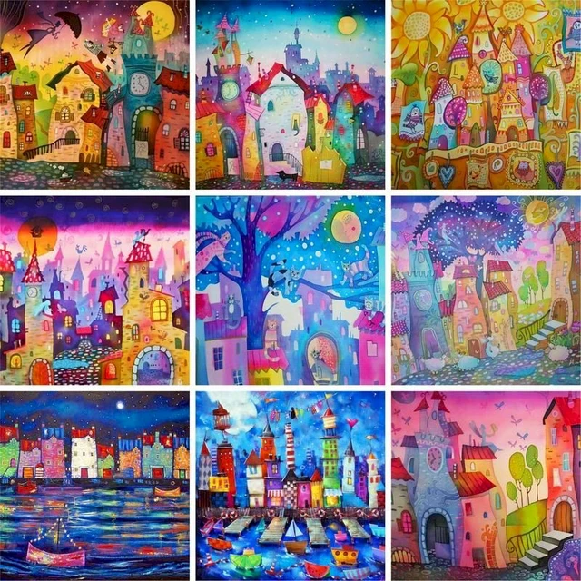 City Landscape Paint by Numbers Kits for Adults, DIY Hand Painted On  Canvas, Framed Oil Picture Drawing, Coloring By Number - AliExpress