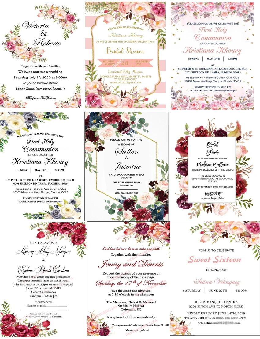 Весенние цветочные напечатанные свадебные приглашения с лентой лазерная резка Quinceanera приглашение сладкий 15 день рождения Выпускной приглашает