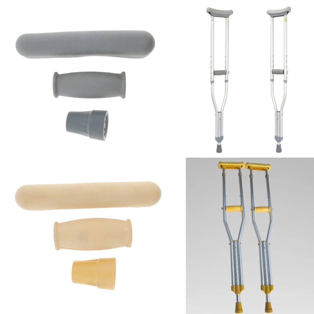 Seniors Crutch Replacement Part Kit Tips Cover Underarm Pad Hand Grip Covers 