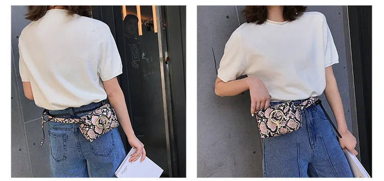 Модная сумка на пояс со змеиным принтом, женская сумка из искусственной кожи с змеиным принтом, поясная женская сумка
