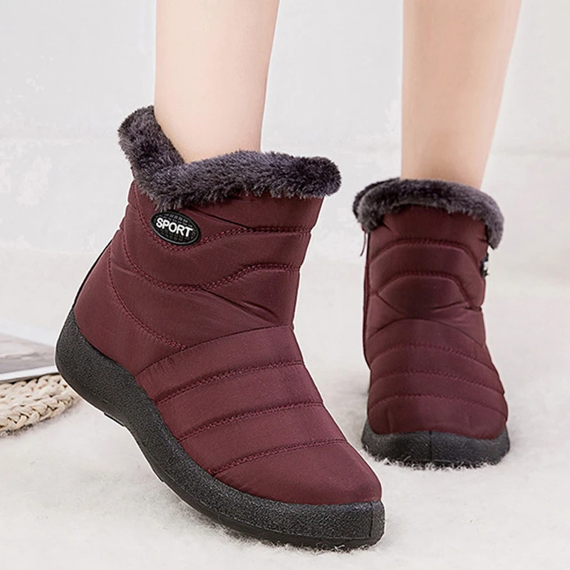 Novedad 2019! Botas de nieve de felpa, botines de mujer cálidos, botas de Invierno para mujer, botines de talla grande 43, botas de Invierno para mujer|Botas de nieve| -
