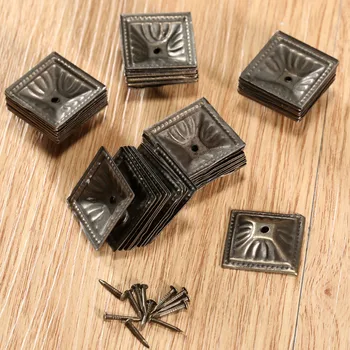 

100x Antique Bronze 21x21mm Square Nailhead Upholstery Decorative Nails Tack Stud Jewelry Wooden Box Furniture Pushpin Doornail