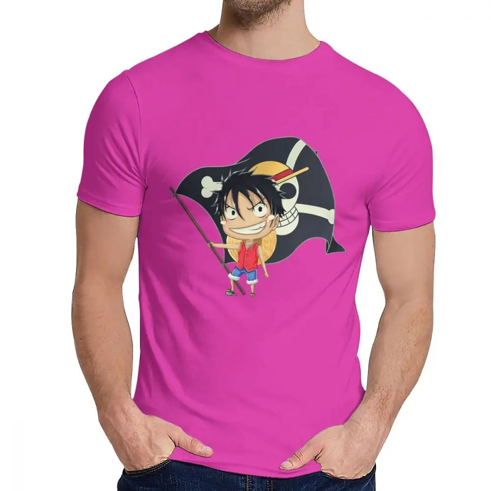 Фуксия Crewneck Manga аниме одна деталь футболка Мужской мягкий тонкий Homme футболка горячая Распродажа - Цвет: Фуксия