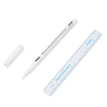 Makeup Permanen Tubuh Seni Supply Tato Marker Pen dengan Alis Penguasa Mengukur Alat Microblading Aksesoris Bedah Kulit Pena(China)