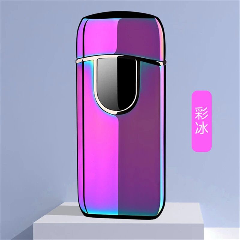 Новая перезаряжаемая прядильная плазменная дуговая зажигалка, USB электрическая турбо-зажигалка, ветрозащитная электронная импульсная зажигалка для мужчин, подарки - Цвет: ICE Colorful