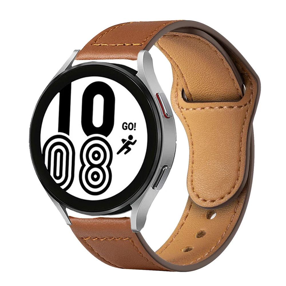 Ремешок кожаный для Samsung Galaxy watch 4 classic 42 мм 46 мм/3/Active 2 браслет 44 40 20 22 | Наручные часы
