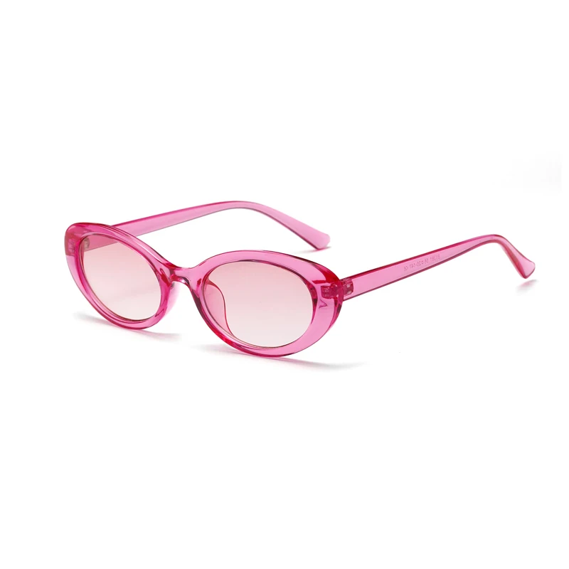 Маленькие размеры, Овальные Солнцезащитные очки для женщин, яркие цвета, модные солнцезащитные очки, розовые, желтые, фиолетовые, градиентные очки для женщин, UV400 81381 - Цвет линз: pink