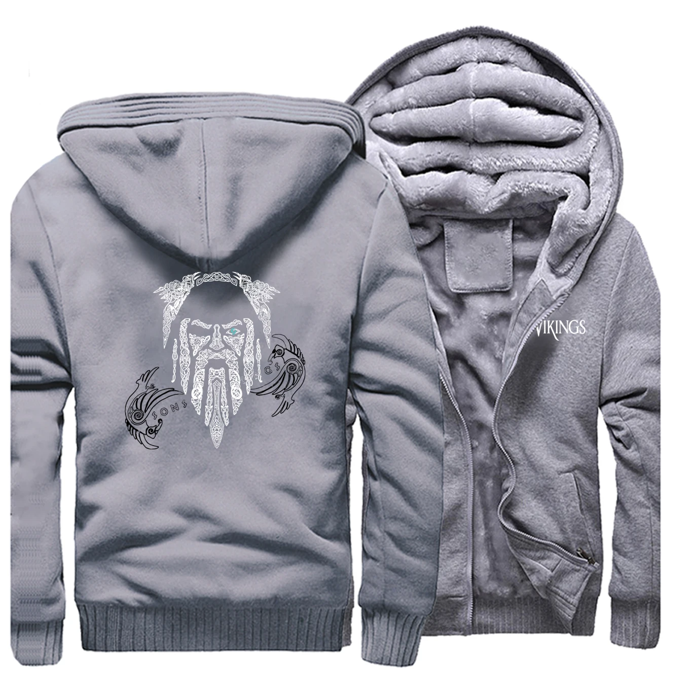 Новинка, винтажный принт Viking, толстовка, куртка, мужские толстовки, модные куртки, уличная одежда, для отдыха, сохраняющая тепло, зимняя толстовка, уличная одежда - Цвет: Gray 5