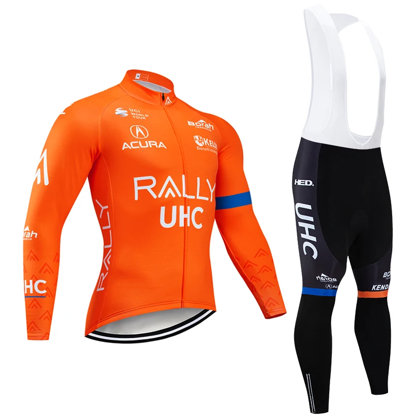 Зима команда оранжевый uhc длинный рукав Велоспорт Джерси 20D Pad велосипед брюки костюм Ropa Ciclismo Мужские Термо флис pro велосипедная Одежда Майо брюки одежда