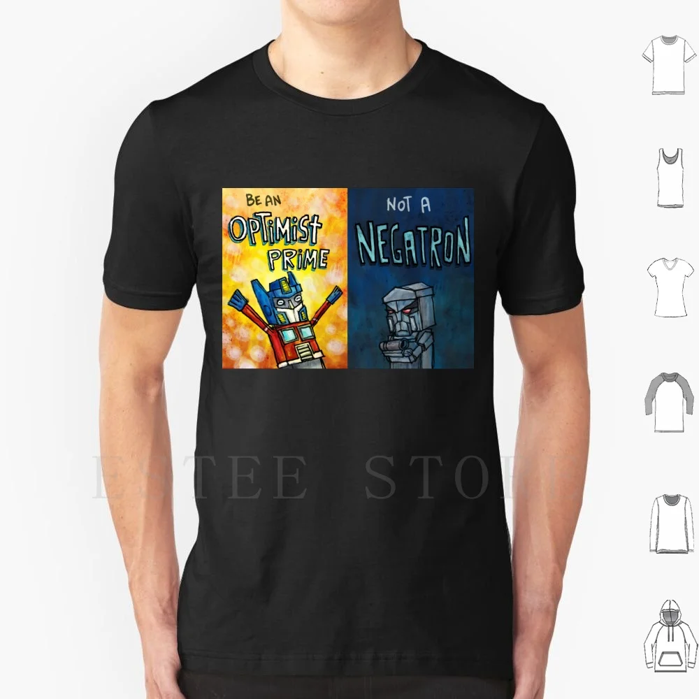 Maglietta Optimist Prime & Negatron Stampa Parody In Cotone Autobots Decepticon Optimist Negatron Cartoons