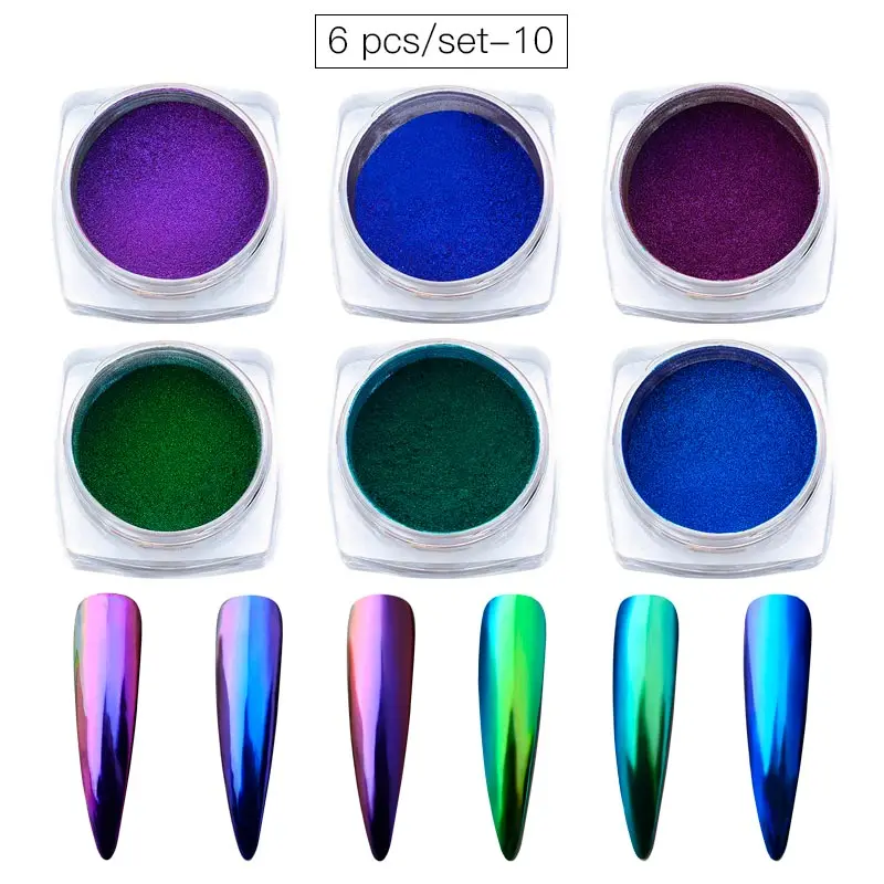 Четыре лилии ногтей Блеск жемчужная пудра Набор мерцание зеркало Хамелеон