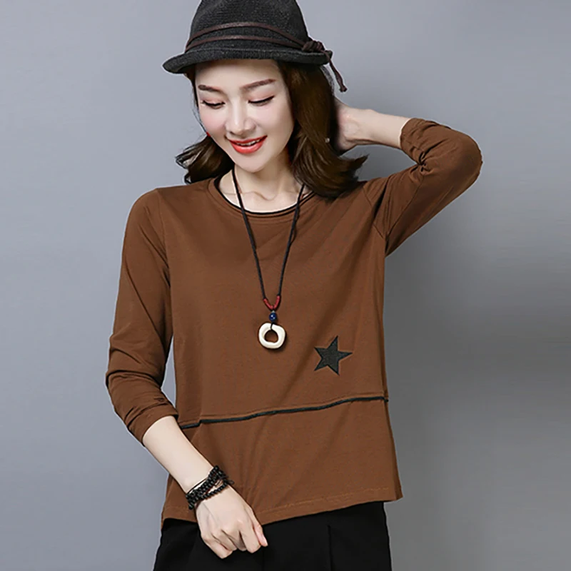 Shintimes Poleras De Mujer Moda 2019 T Shirt Femme T Shirt Women 2019 T-Shirt Long Sleeve Casual Woman Tshirt Korean Clothing