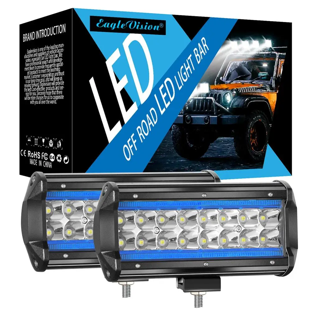 

4in/7in 120W Car LED Light Bar Truck Spot Lights Quad Row Off Road Work Light for Jeep ATV UTV SUV Boat 12000LM 6000K R20