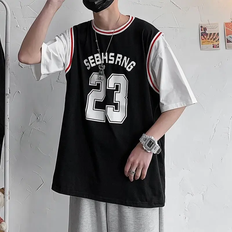 Elbow-Sleeve Mock Two-Piece Basketball T-Shirt