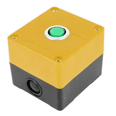 

DC 24V Green Light Lamp SPDT Self-Locking Push Button Control Station Box