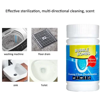 

Fast Foaming Toilet Cleaner Magic Bubble Bombs 1 Bottle 135g Toilet Sink Pipes Floor Bubble Cleaning Powder Bathroom Accessories