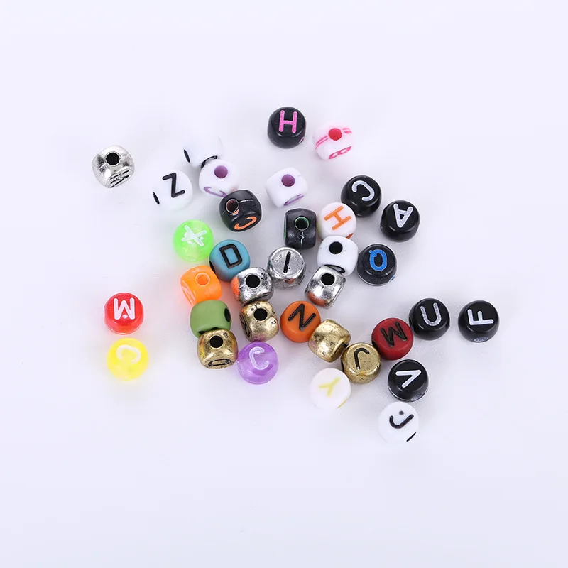 

100pcs7*5mm Round Beaded Handmade Accessories DIY Jewelry Accessories Big Hole Color Letter Beads