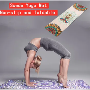 

Lotus Pattern Suede Yoga Mat Pad Non-slip Slimming Natural rubber suede printed yoga mat Gymnastics Mat Body