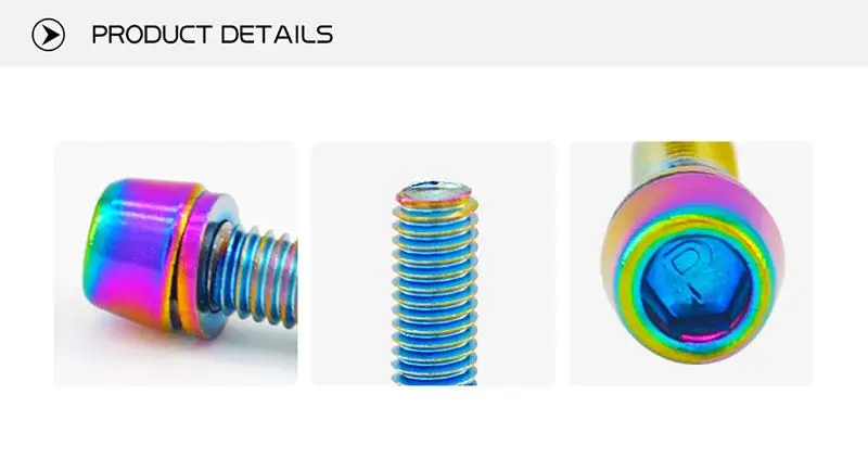 PASS QUEST Titanium-plated bright color Mountain road bike handle screw m5*18mm 304 stainless steel 6 one pack Accessories screw