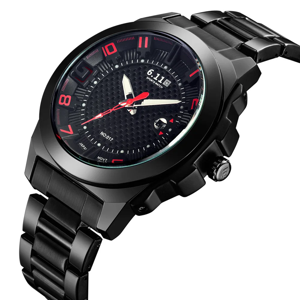 

Fashion No-017 Light Waterproof Energy Saving Environmentally Friendly Calendar Opto-electronic Table Men Steel Belt Watch
