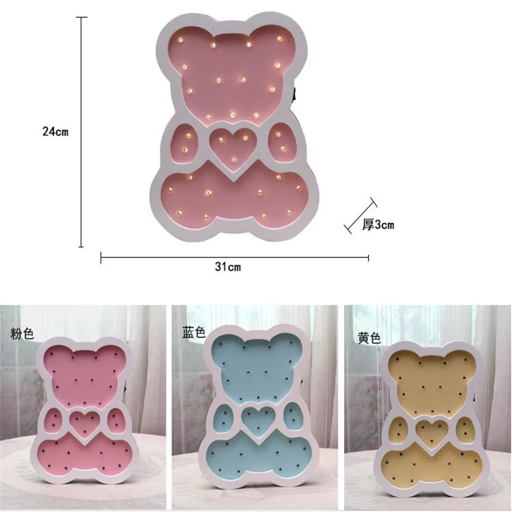 DIY 3D медведь животное светодиодный ночник настольная настенная лампа детский Декор для детской спальни подарок украшение для дома ребенок подарок на день рождения