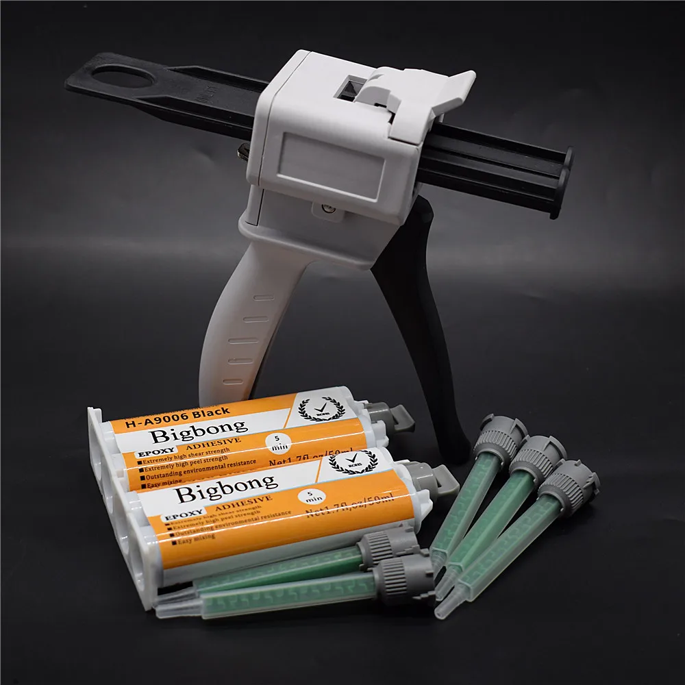 Adesivos Epóxi Pretos com Bicos de Mistura Estáticos Distribuidor Manual de Calafetagem Armas de Cola ab 1:1 50ml 1:1 50ml Pcs