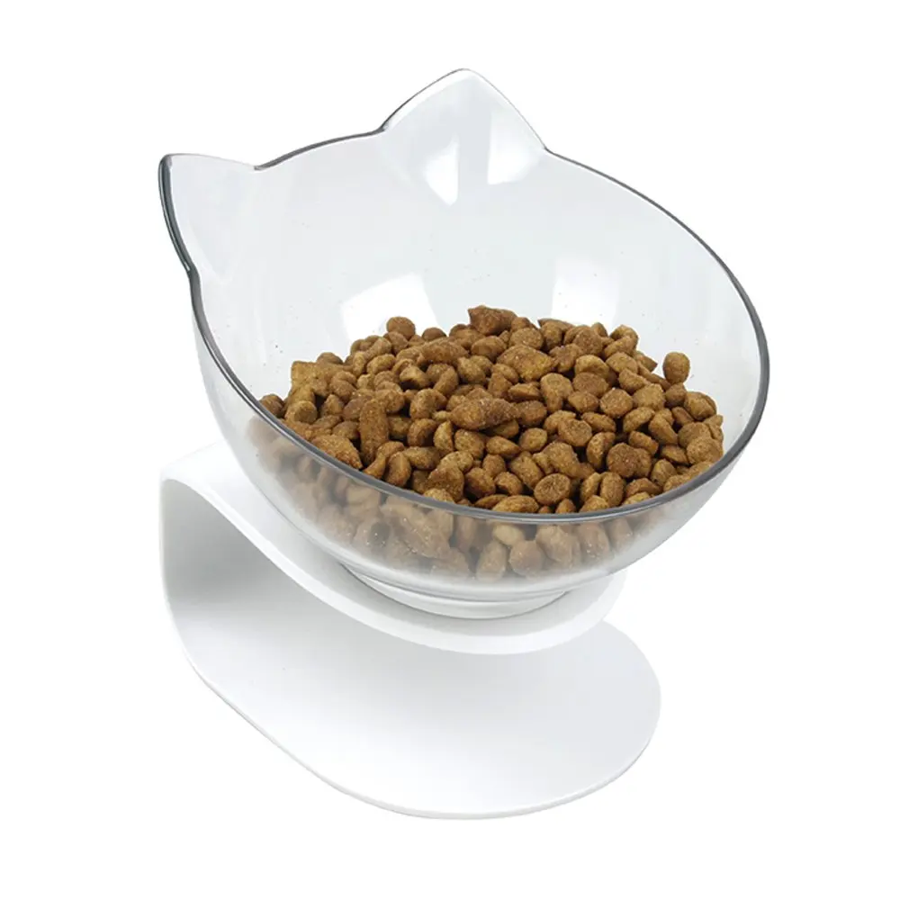 ПЭТ кошки Прозрачная чаша с держателем противоскользящее кошачье блюдо для еды питатель для домашних животных миска для воды идеально подходит для кошек и маленьких собак - Цвет: Single
