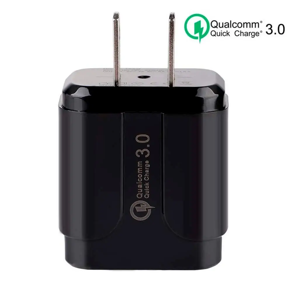 18 Вт QC 3,0 быстрое зарядное устройство usb зарядка для мобильного телефона зарядное устройство USB для путешествий быстрое зарядное устройство для iPhone samsung S10 Xiaomi huawei - Тип штекера: US  Black
