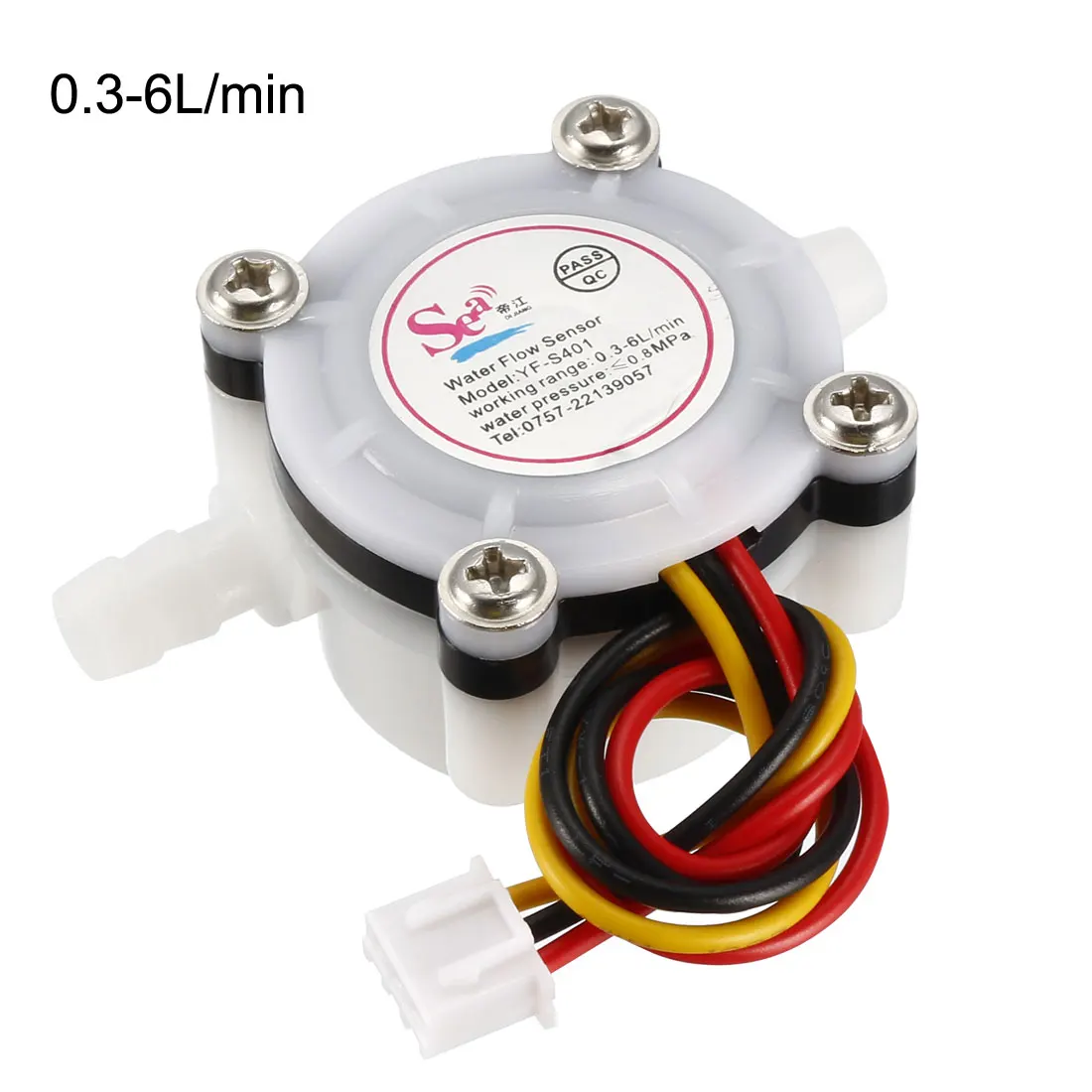 Uxcell 1/4in Холла эффект поток жидкой воды сенсор реле расхода счетчик DC5V 0,3-6L/мин белый YF-S401