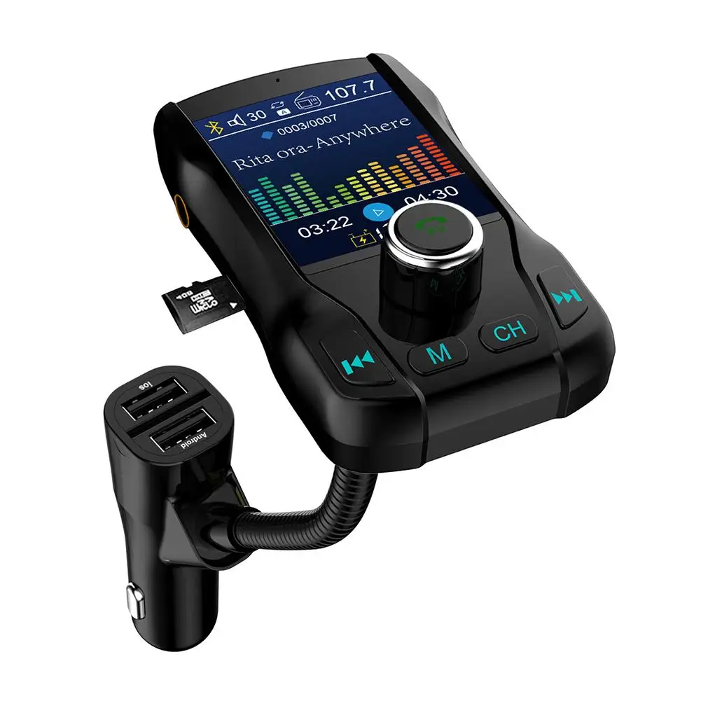 Bluetooth fm-передатчик радио адаптер громкой связи Автомобильный звонящий двойной USB