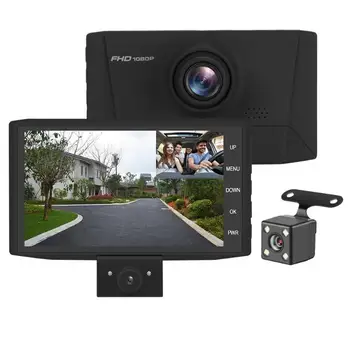 

505 Dual Lens Car DVR Camera HD 1080P Dashcam Recorder with Rearview Camera Large RGB Display Car Electronics