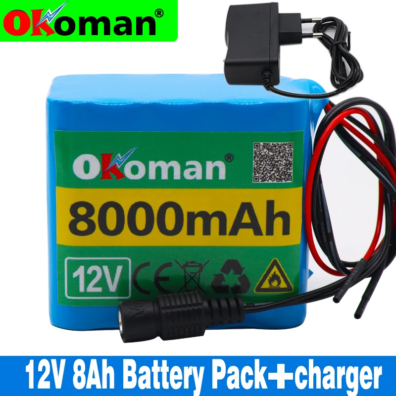 Фото Okoman большая емкость батареи 12V 8000mAh 18650 литий-ионная аккумуляторная батарея 8Ah | Комплекты батарей (4001085511518)