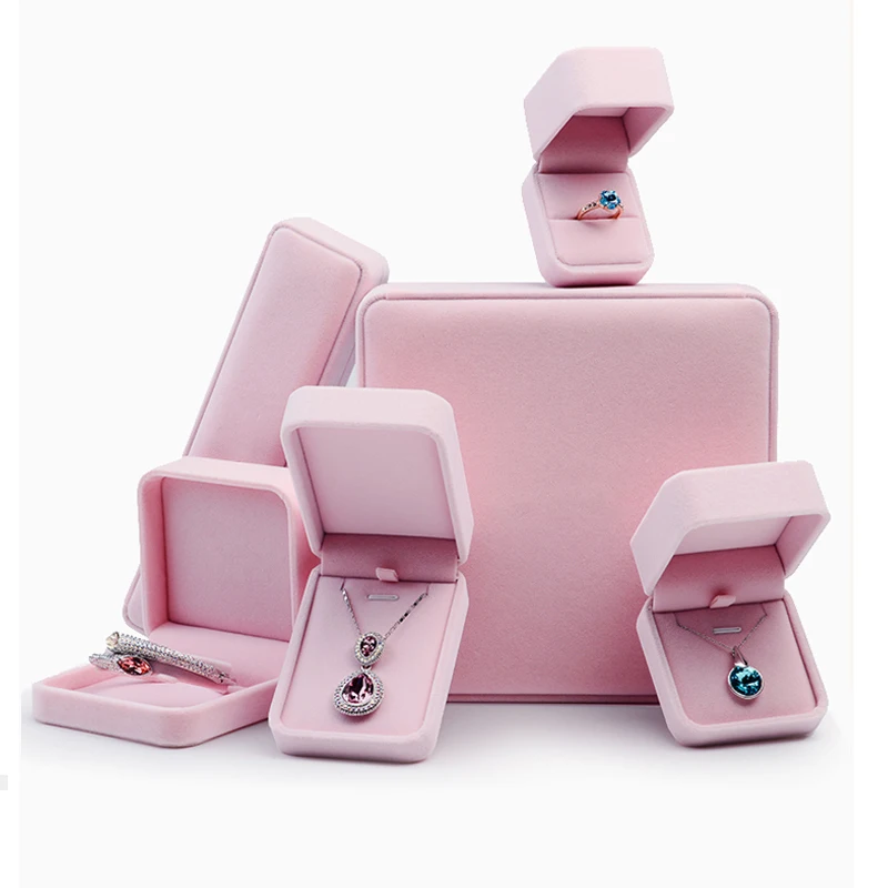 Oirlv Pink Velvet Jewelry Packaging Box Pendant Earrings Display Storage Case Pendant Gift Box Oirlv Pink Velvet Jewelry Packaging Box Pendant Earrings Display Storage Case Pendant Gift Box