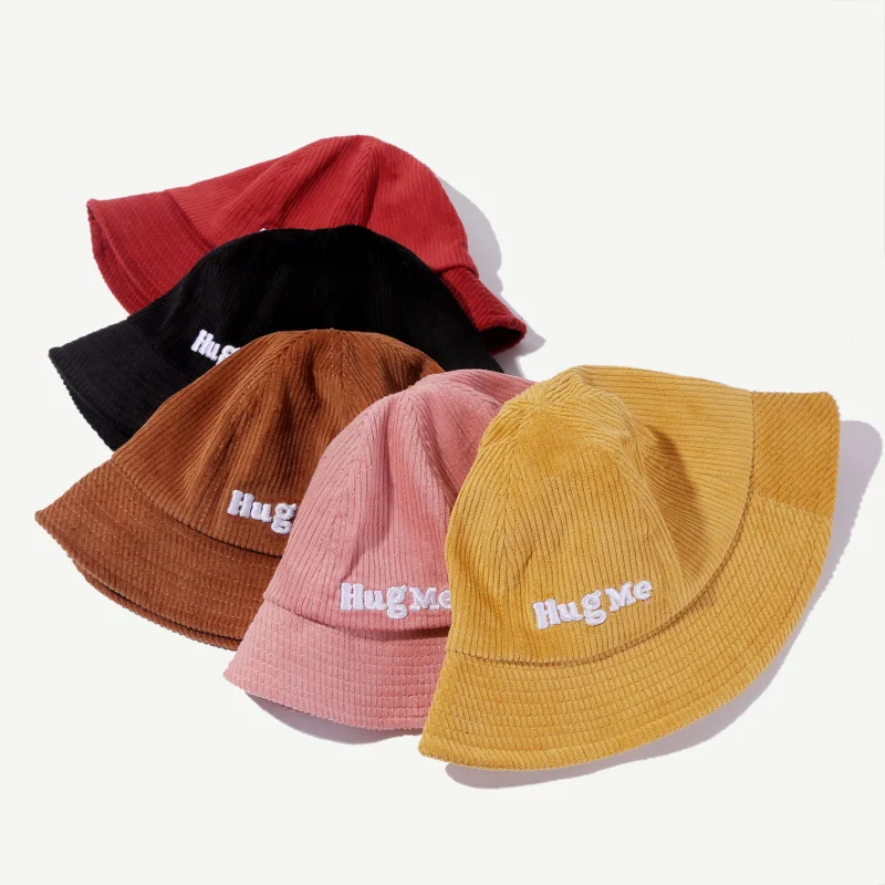 New corduroy material female cap Japanese and Korean style cute basin cap fisherman hat visor outdoor Panama wide-brimmed hat
