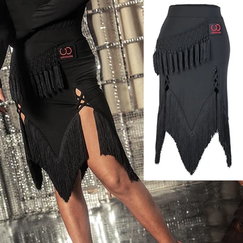 

Latin Dance Fringe Skirt New Black Tassels Skirt Practice Clothing Women Modern Dance Show Wear Performing Latin Dress BI142