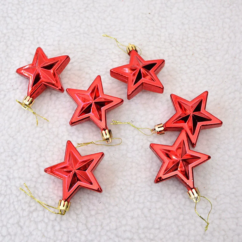 

6Pcs/lot 7cm Multicolor Star Christmas Tree Garland Rattan Plastic Pendant New Year Hanging Ornament Home Party Decoration 62629