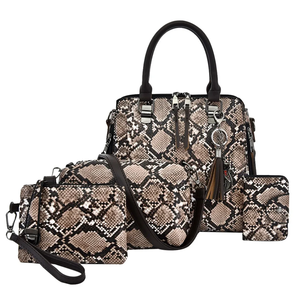 snakeskin tote shoulder bag