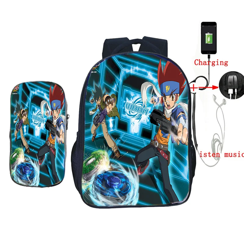 Beyblade usb зарядка школьная сумка 2 шт./компл. рюкзак для подростков мальчиков и девочек дорожные сумки на плечо детская книга Mochila с коробкой для ручек
