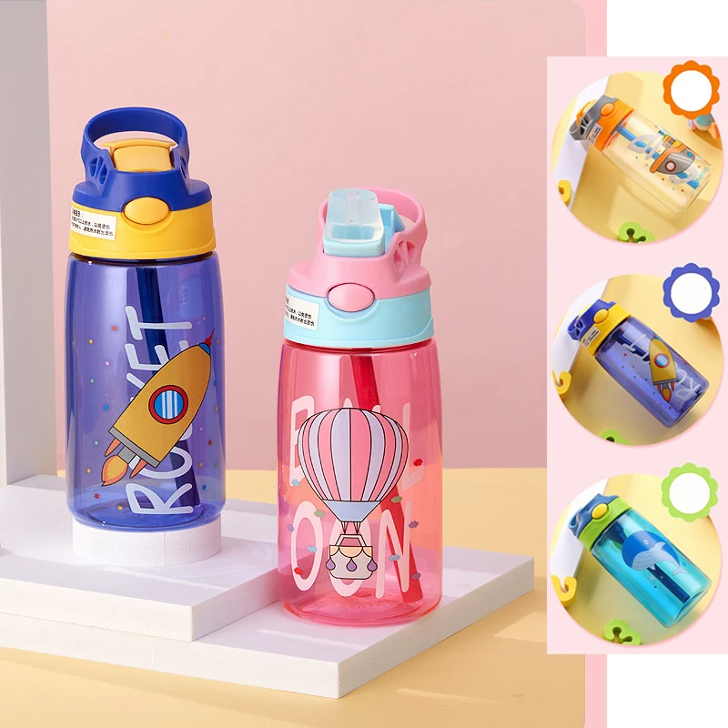 Feeding-Cups Straws Water-Cup Baby 480ML Leakproof Creative Kids Portable Childrens
