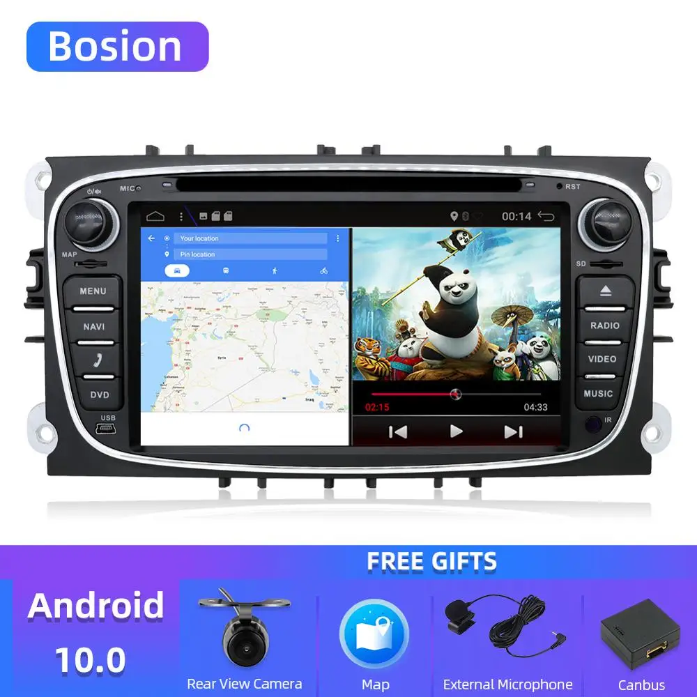 Bosion автомобильный мультимедийный плеер Androi10.0 GPS 2Din dvd для Ford/Focus/S MAX/Mondeo/C MAX/Galaxy