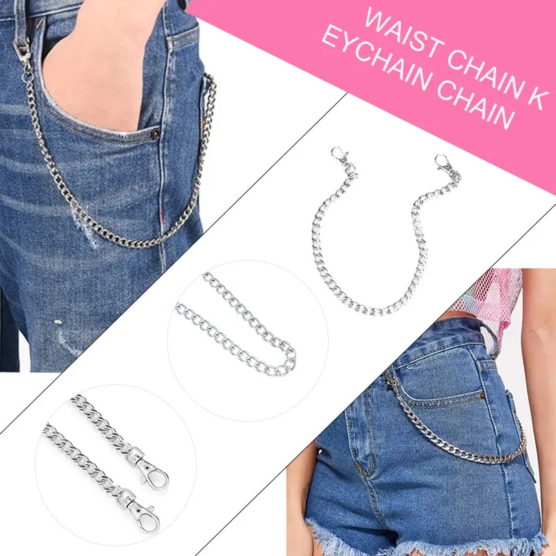 

Clip Chain Hip Hop Keychain Waist Chains Biker Belt Ring Decor Hipster Metal Rock Jeans Accessories Key