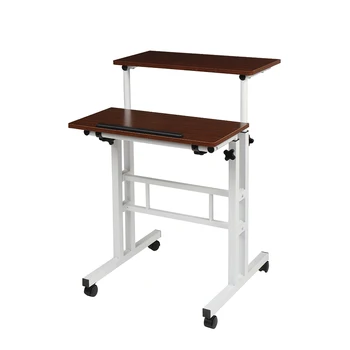 

Standing Lifting Computer Desk Study Table Double Tube Lifting Basic Model Light Walnut [60*54*70CM]