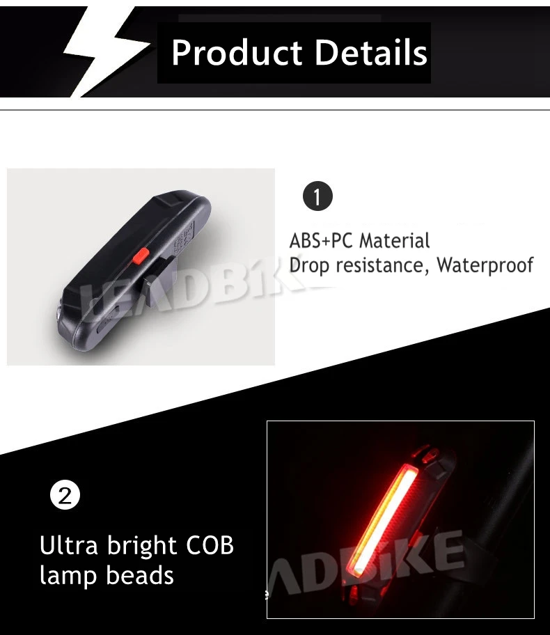 Leadbike велосипедный задний светильник USB Перезаряжаемый светодиодный светильник 3 цвета Предупреждение велосипедный задний светильник