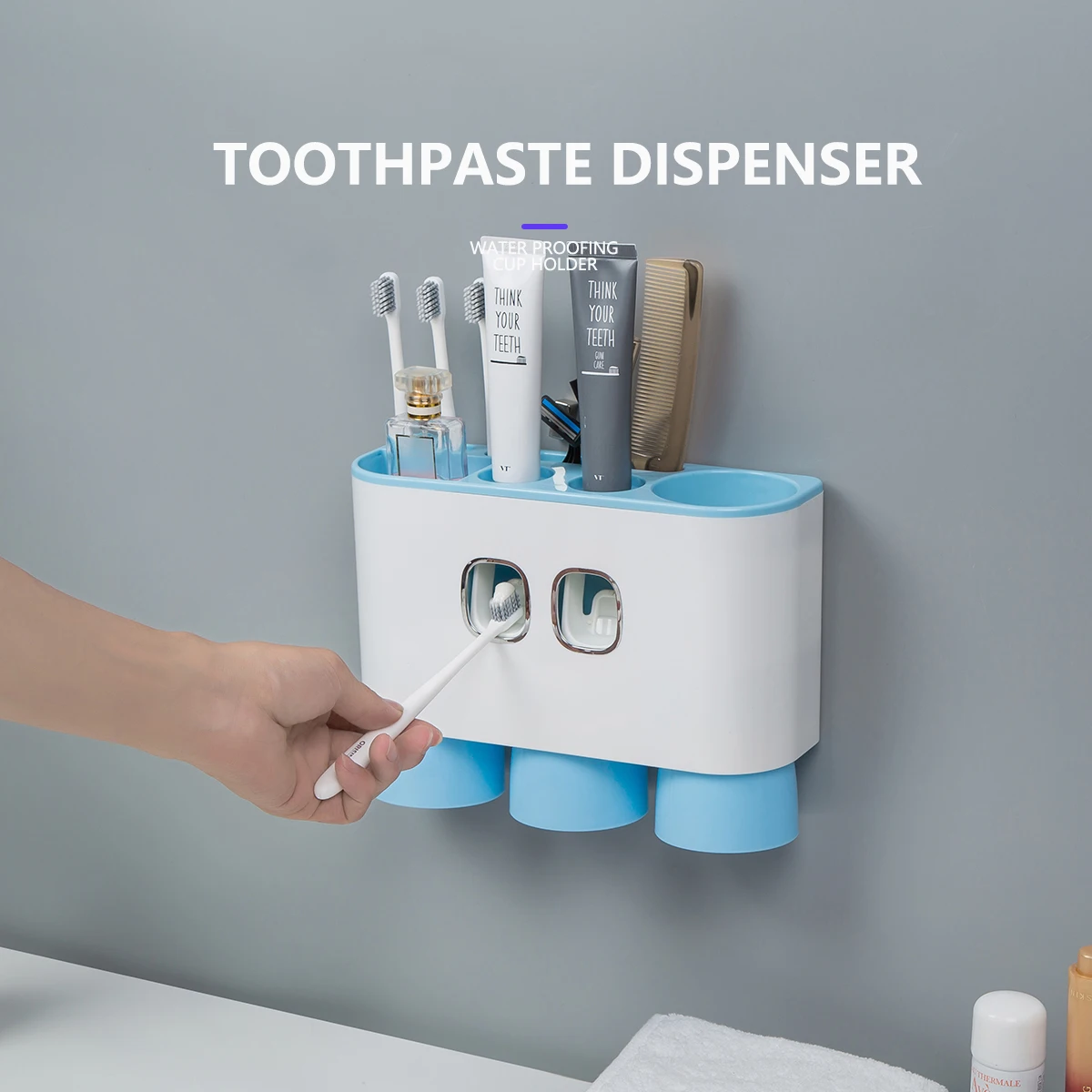 Free Shipping ABS Plastic Storage Shelf Glue-free installation Toothbrush rack free punching mouth brushing cup wall-mounted