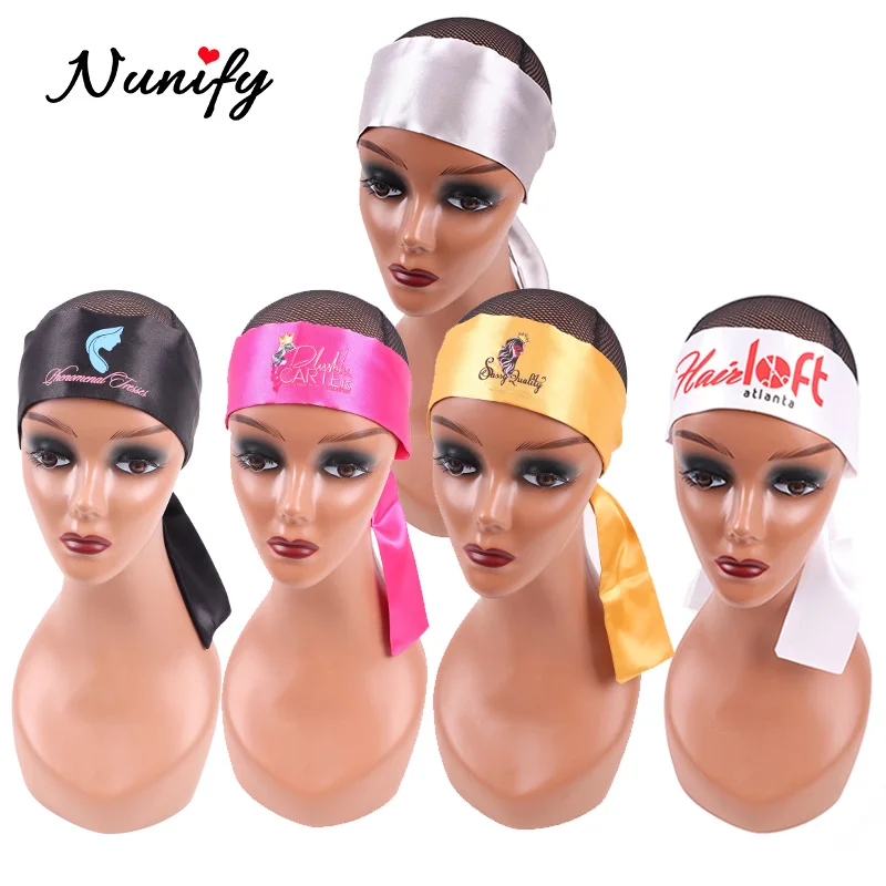 Add Logo Satin Edges Hair Wrap 10Pcs Silk Wig Grip Black White