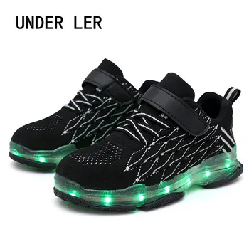 

New Kids USB Luminous Sneakers Glowing Children Lights Up Shoes With Led Slippers Girls Illuminated Krasovki Footwear Boys B038