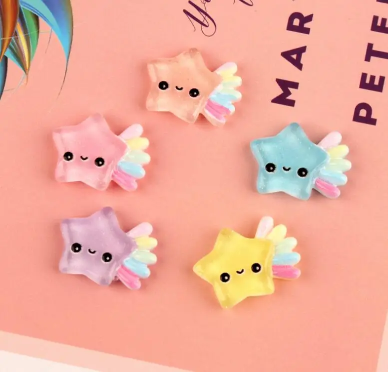 10Pcs/lot Fashion Resin kawaii star rainbow flatback cabochon decoration DIY pendant jewelry making material mini horse figurines